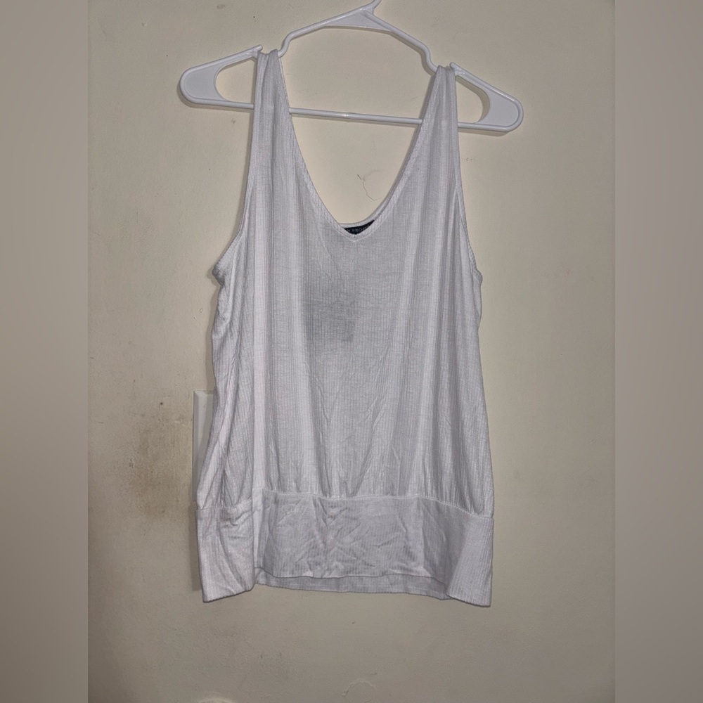 Boston Proper White Ribbed Tank Top size L - Picture 2 of 9